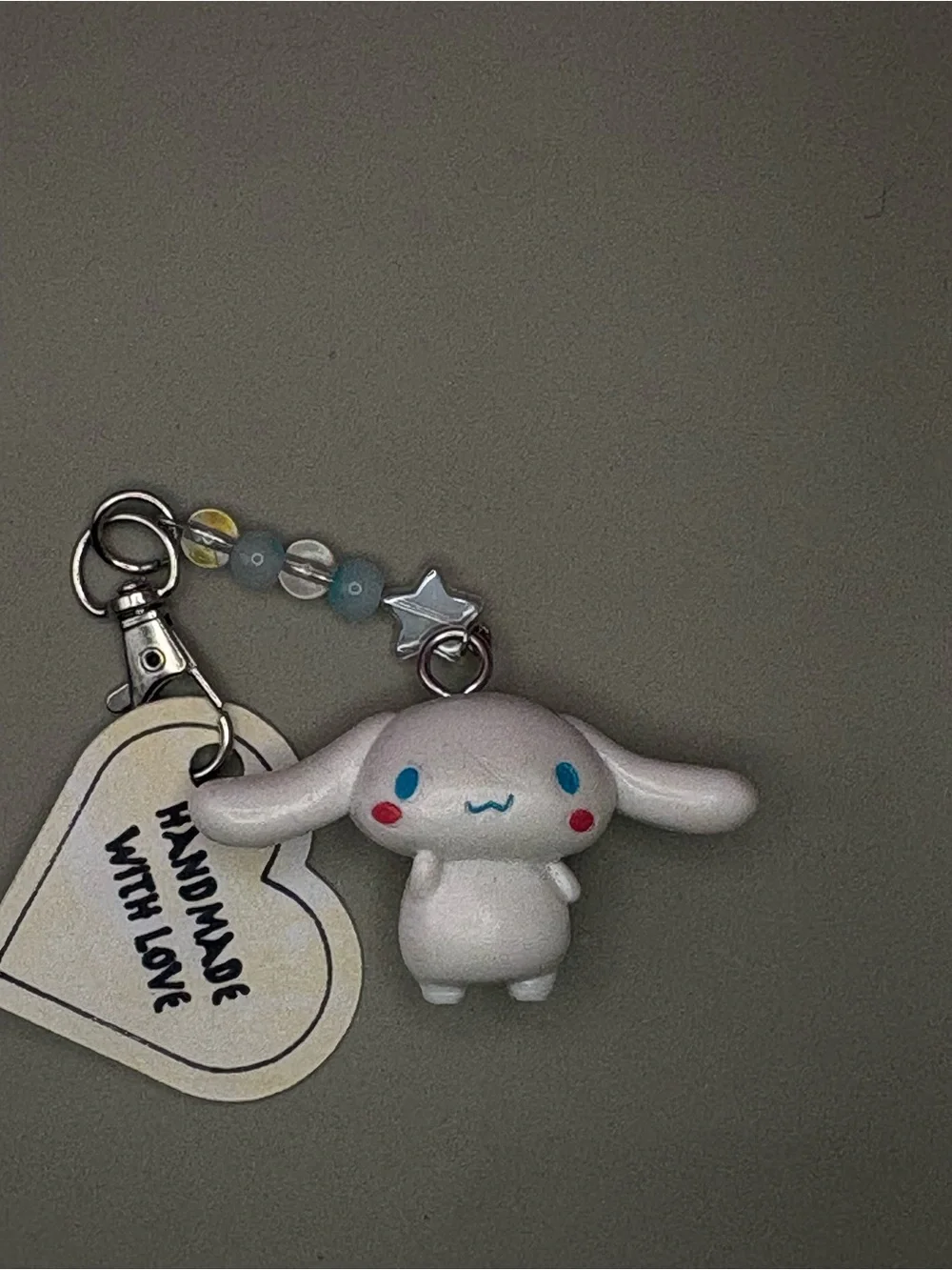 Cinnamon roll Keychain with Bead Charm